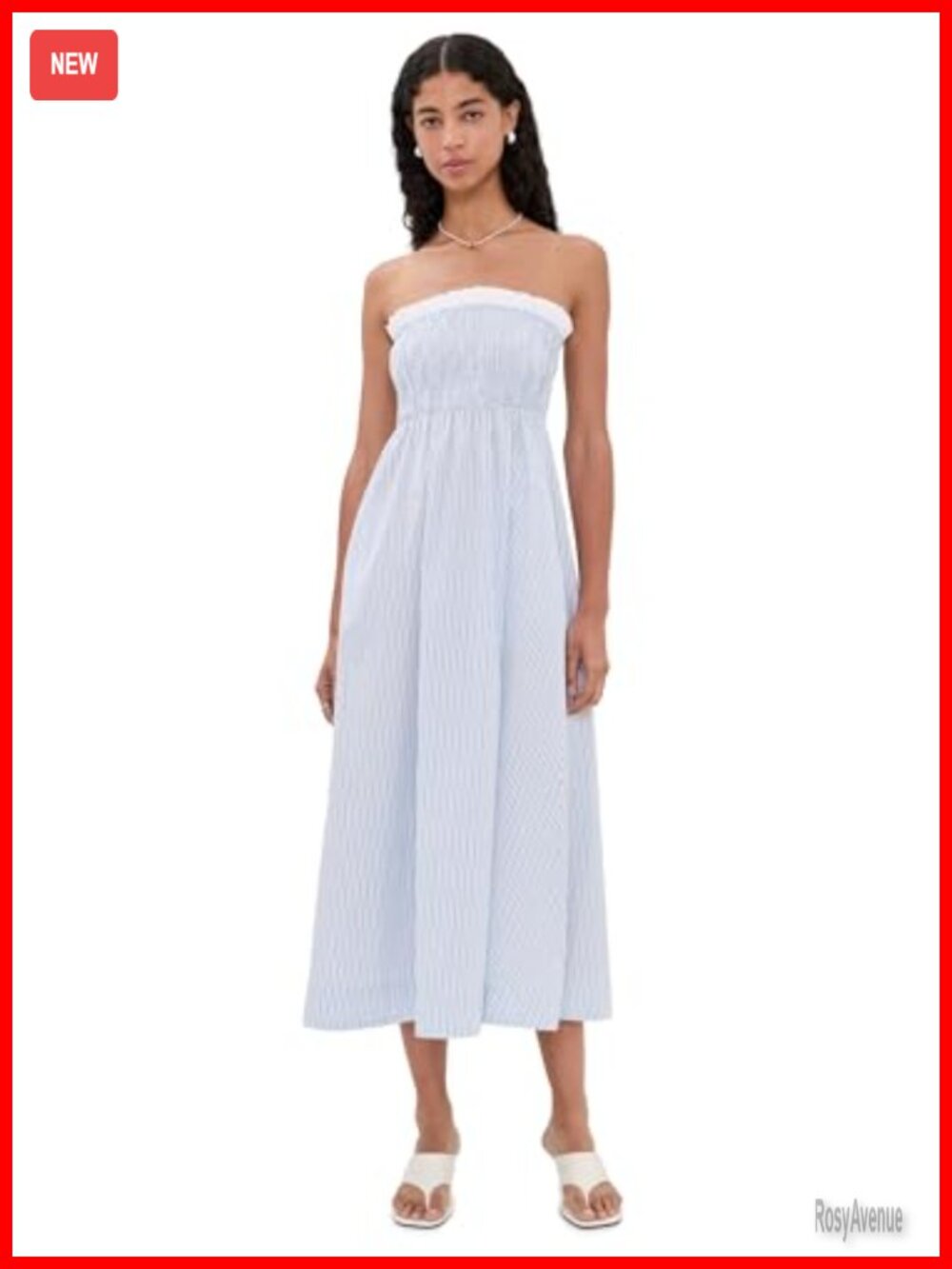 Alicia Dress Lightweight Poplin Strapless Midi Casual